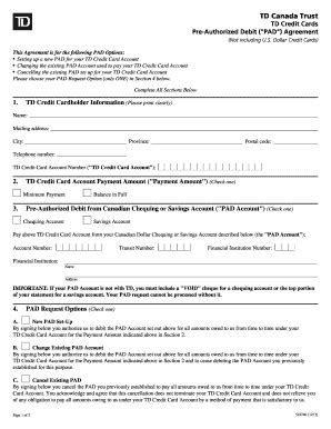 td canada trust pad form